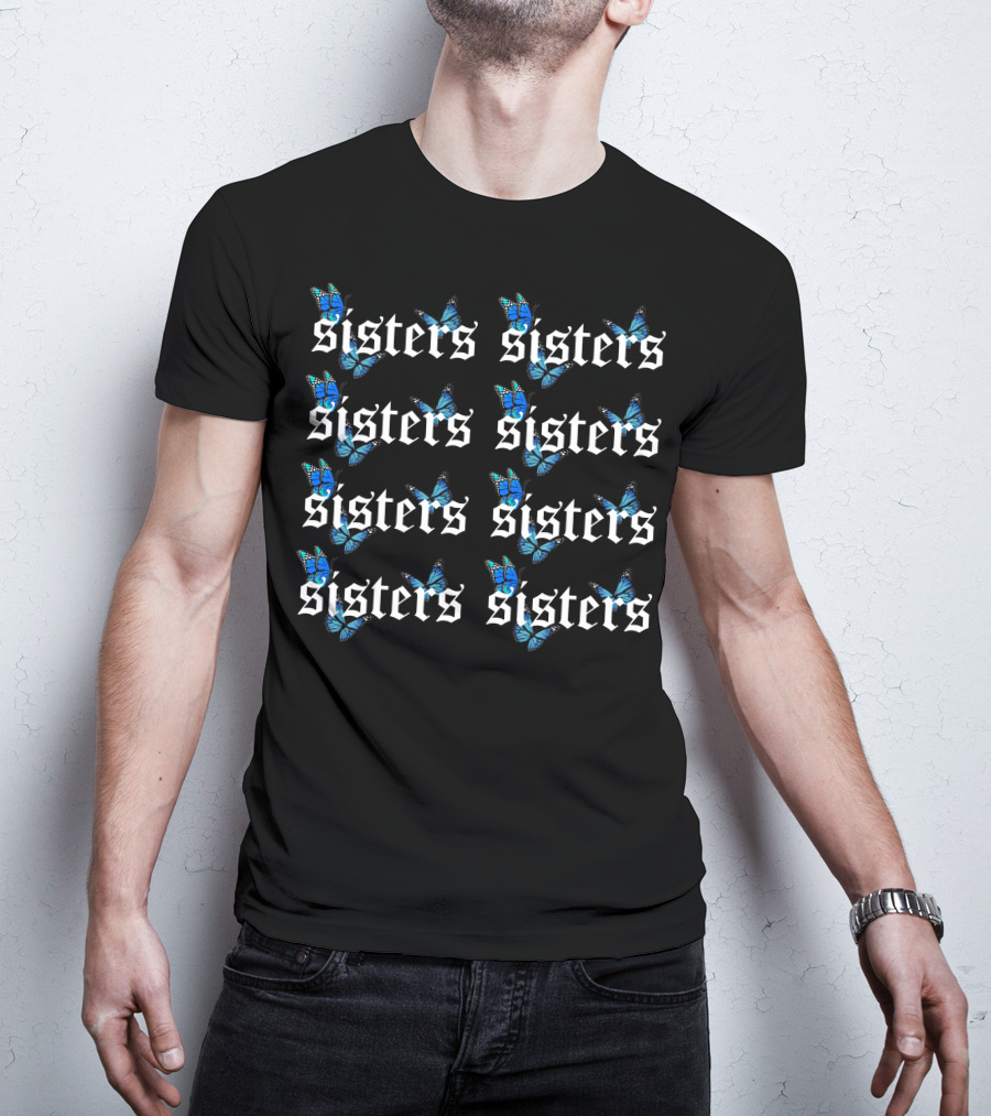 Sisters Blue Butterfly Pattern James Charles T-Shirt