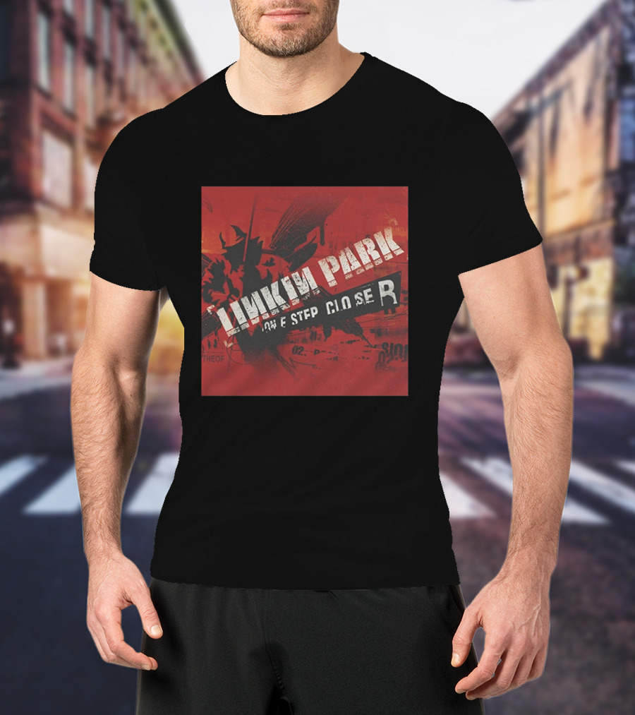 Linkin Park One Step Closer Single Red Grunge Background T-Shirt