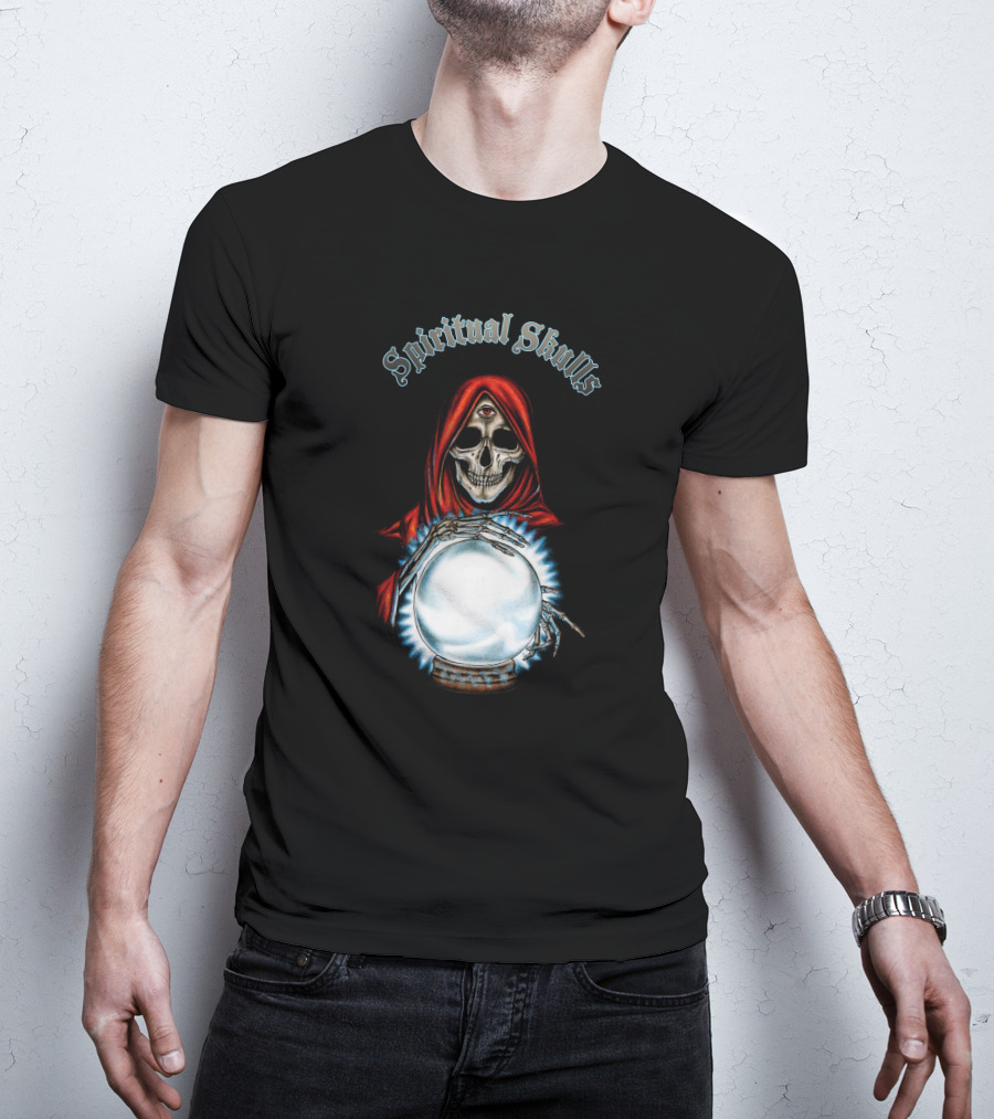 Spiritual Skulls Mystic Reaper With Crystal Ball T-Shirt