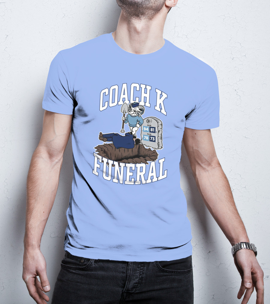 Coach K Funeral Blue Devil Gravesite Shovel Tombstone Basketball Numbers T-Shirt