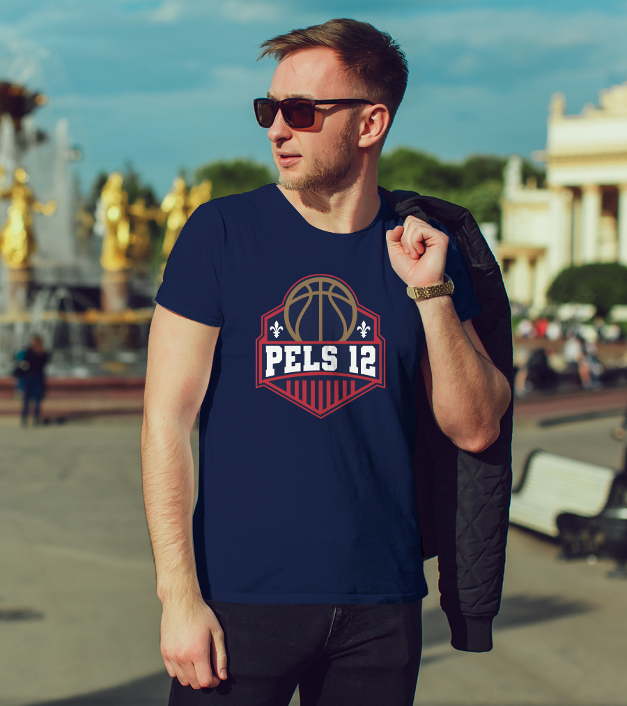 Pels 12 Basketball Fleur-de-lis Emblem T-Shirt
