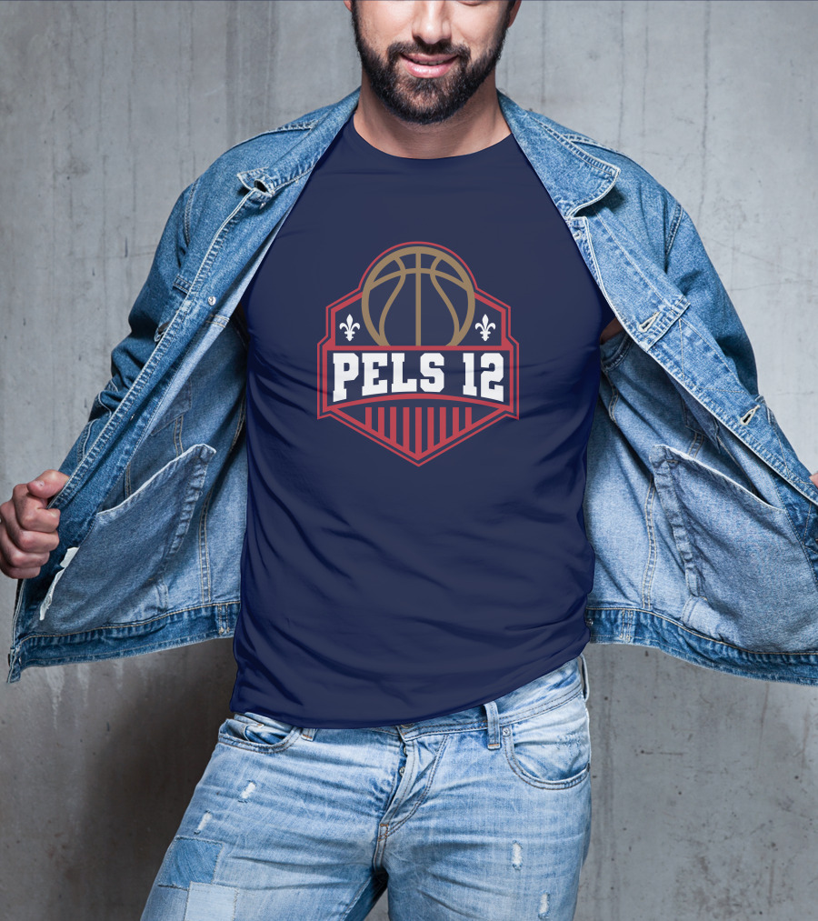 Pels 12 Basketball Fleur-de-lis Emblem T-Shirt