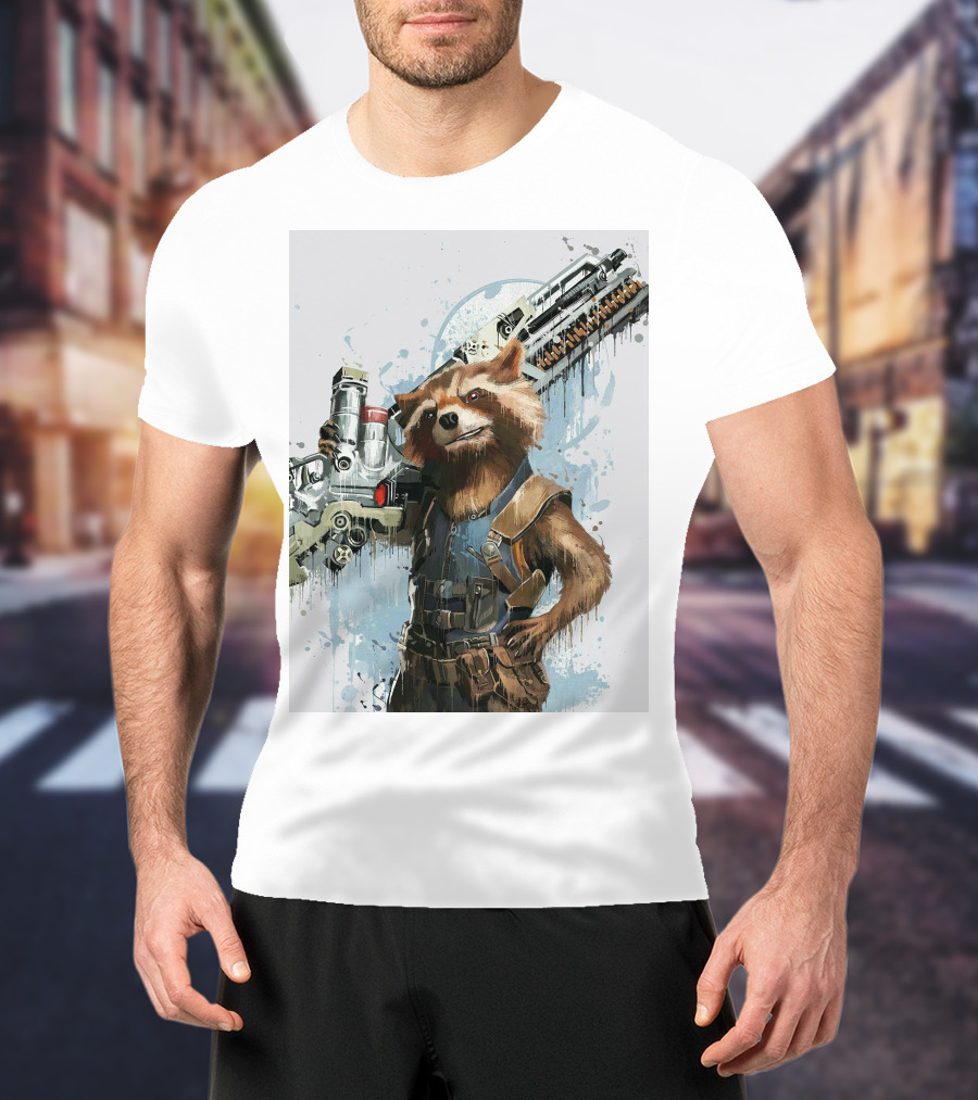 Rocket Raccoon Guardians Of The Galaxy Gun T-Shirt