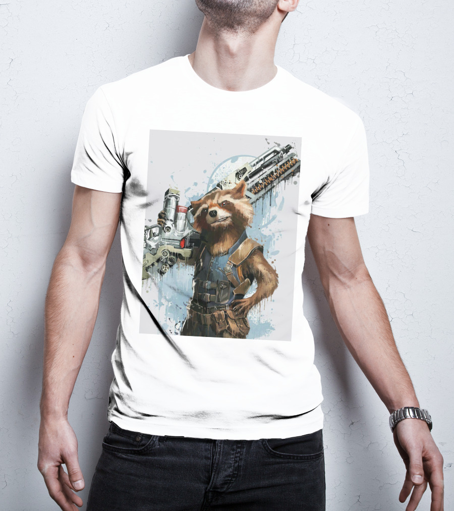 Rocket Raccoon Guardians Of The Galaxy Gun T-Shirt