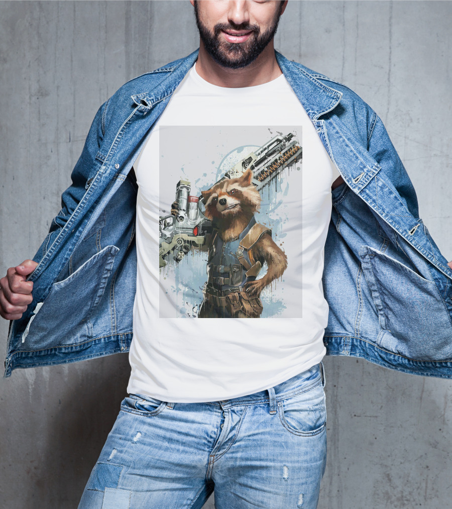 Rocket Raccoon Guardians Of The Galaxy Gun T-Shirt