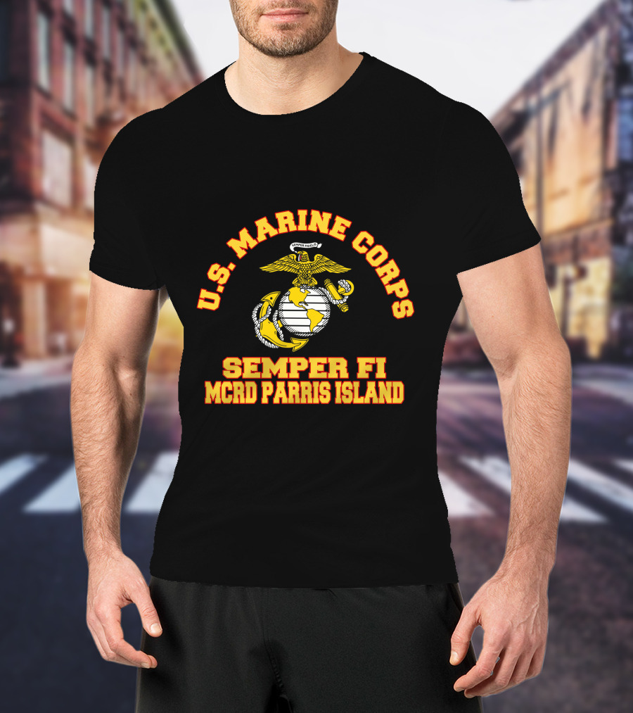 U.S. Marine Corps Semper Fi MCRD Parris Island Emblem T-Shirt