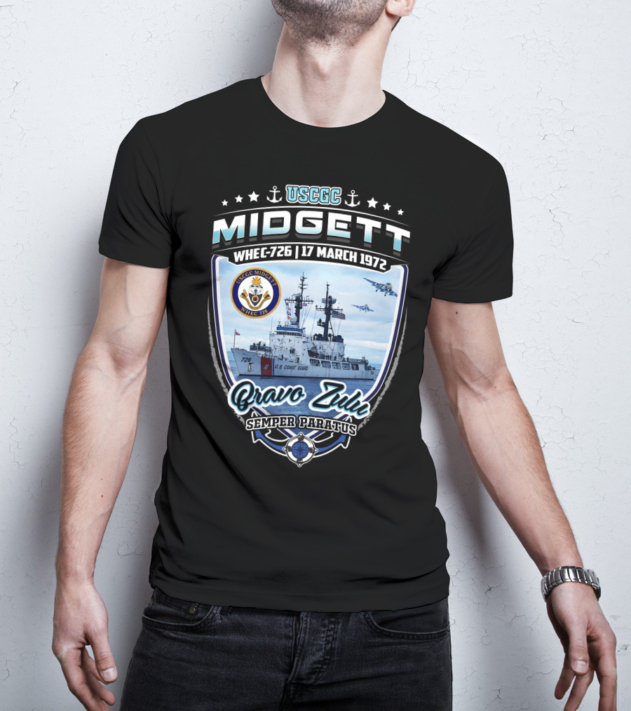 Uscgc Midgett Whec-726 17 March 1972 Bravo Zulu Semper Paratus T-Shirt