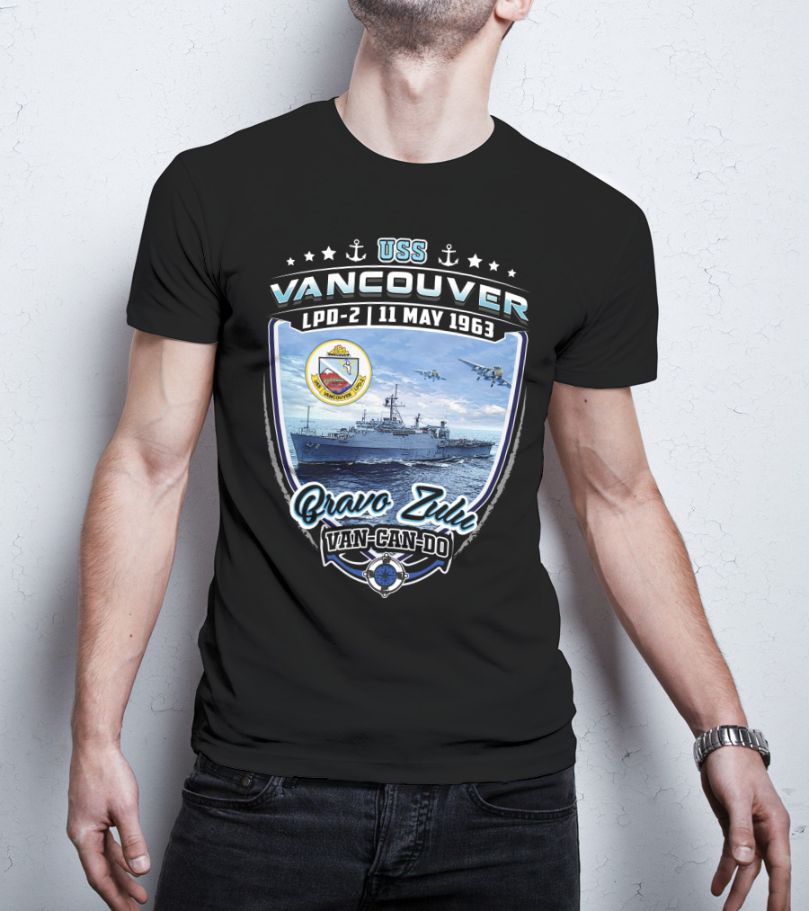 Uss Vancouver Lpd-2 Bravo Zulu Van-Can-Do 11 May 1963 T-Shirt