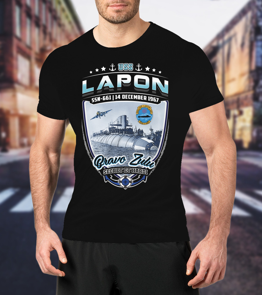 Uss Lapon Ssn-661 Bravo Zulu Secret Et Hardi 14 December 1967 T-Shirt