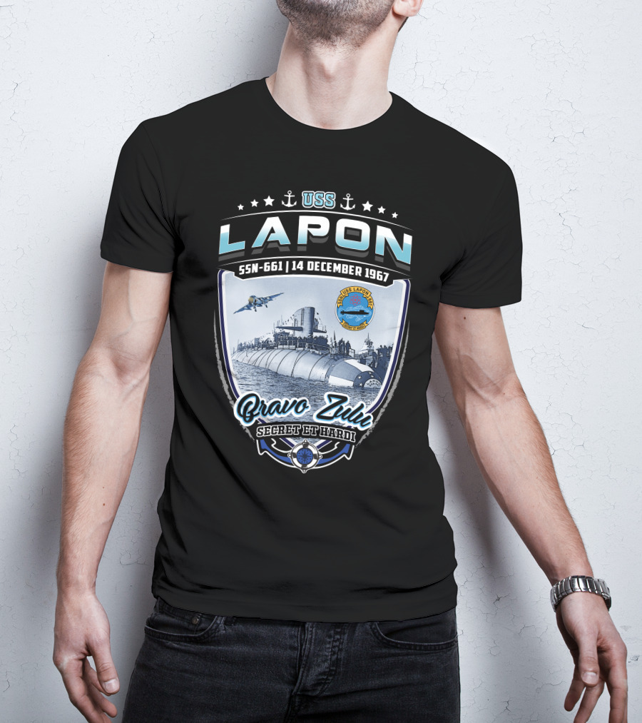 Uss Lapon Ssn-661 Bravo Zulu Secret Et Hardi 14 December 1967 T-Shirt