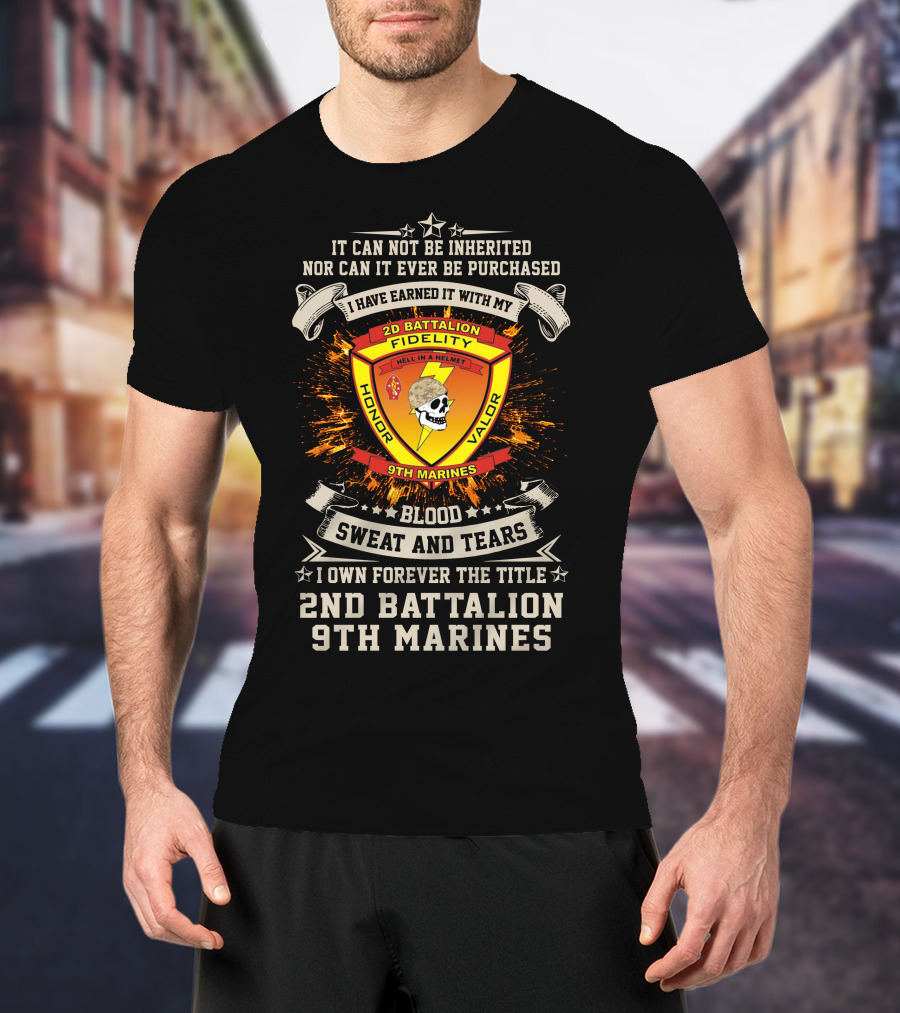 2Nd Battalion 9Th Marines Blood Sweat And Tears Honor Valor Fidelity T-Shirt