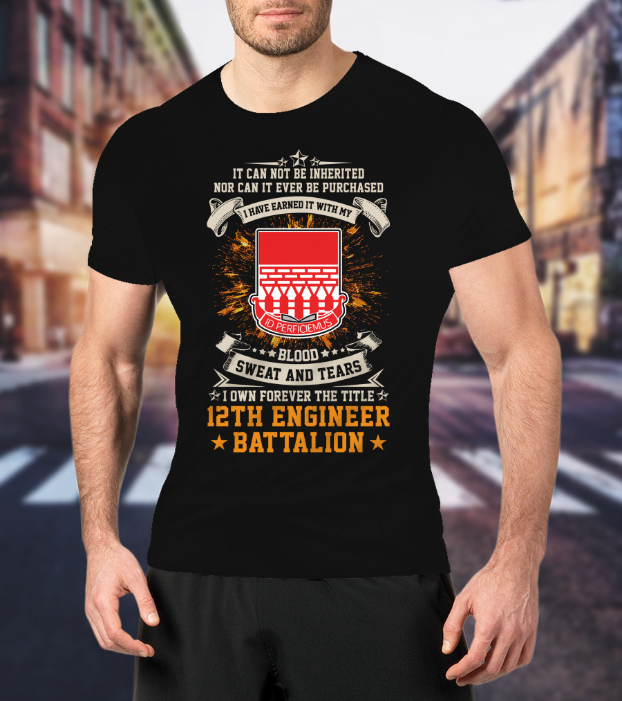 12Th Engineer Battalion Blood Sweat And Tears Id Perficiemus T-Shirt