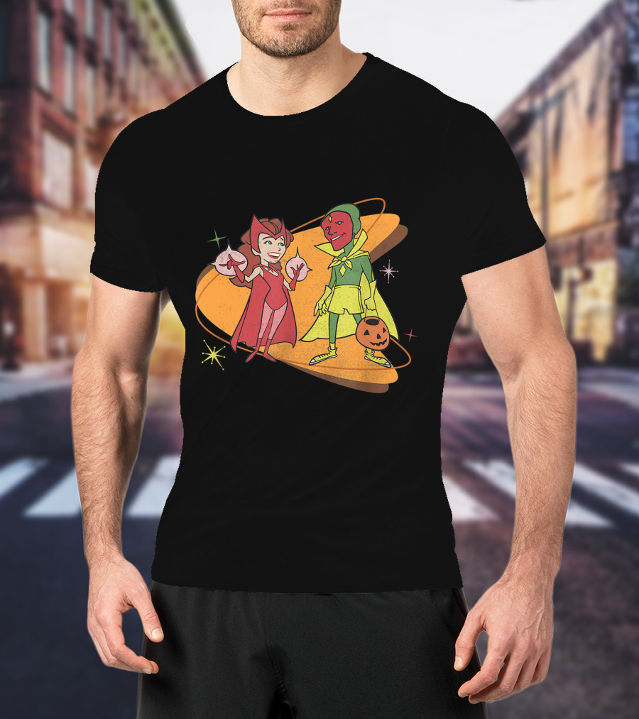 Marvel WandaVision Scarlet Witch And Vision Retro Halloween Costumes 50s T-Shirt