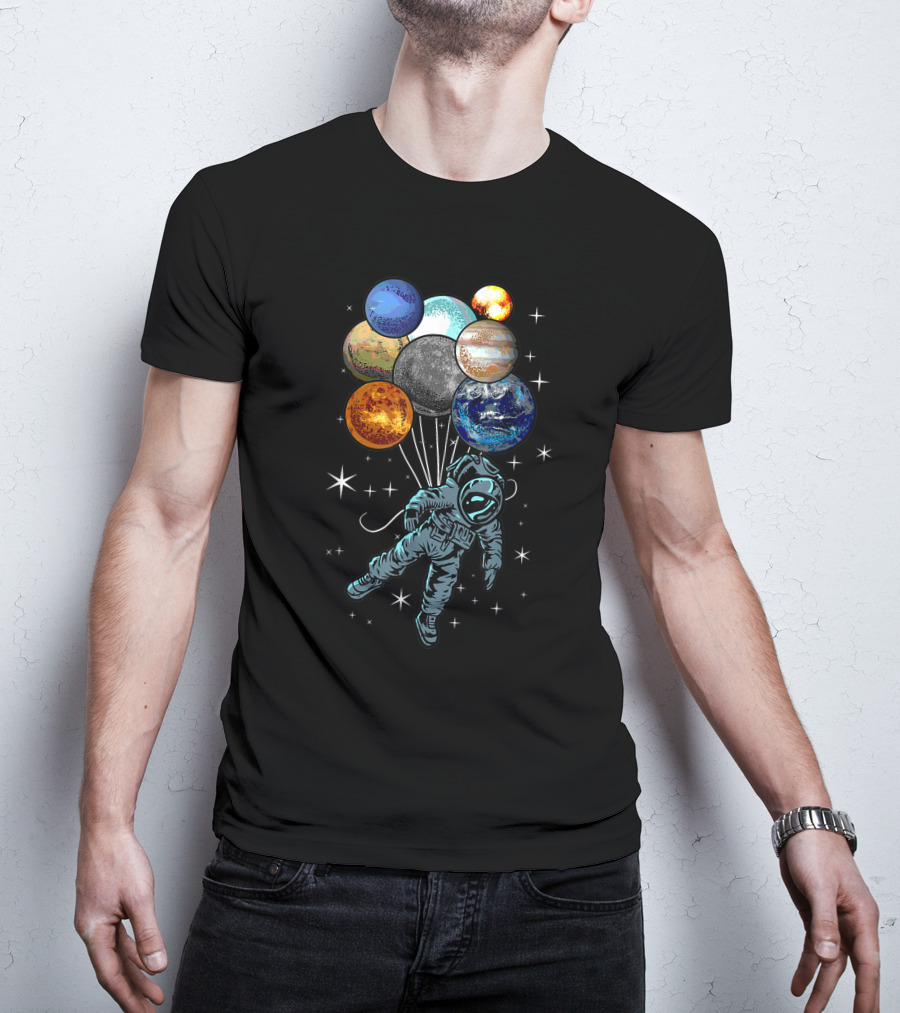 Astronaut Space Funny Spaceman Planets Balloons Moon Nasa Perfect T-Shirt