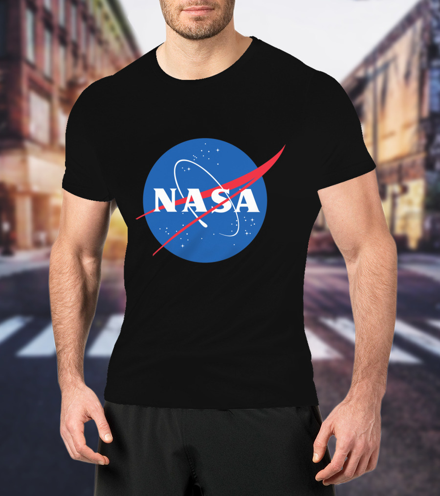 NASA Vector Emblem With Red Chevron On Blue Astronaut T-Shirt