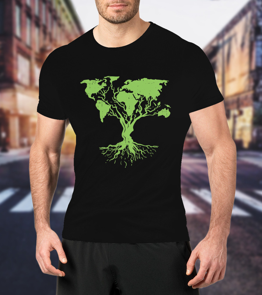 Cute World Map Tree For Earth Day Pro Environment Plant T-Shirt