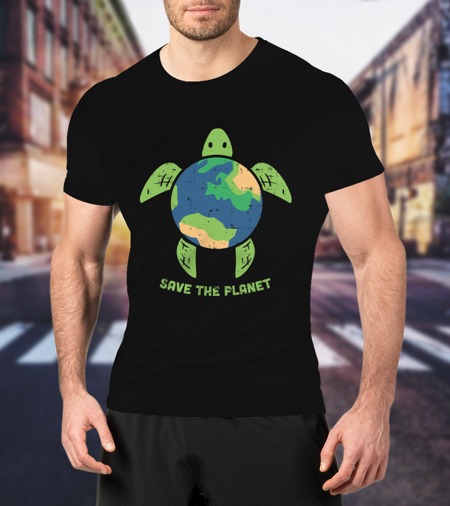 Save The Planet Earth Day Environment Turtle Recycle Ocean T-Shirt