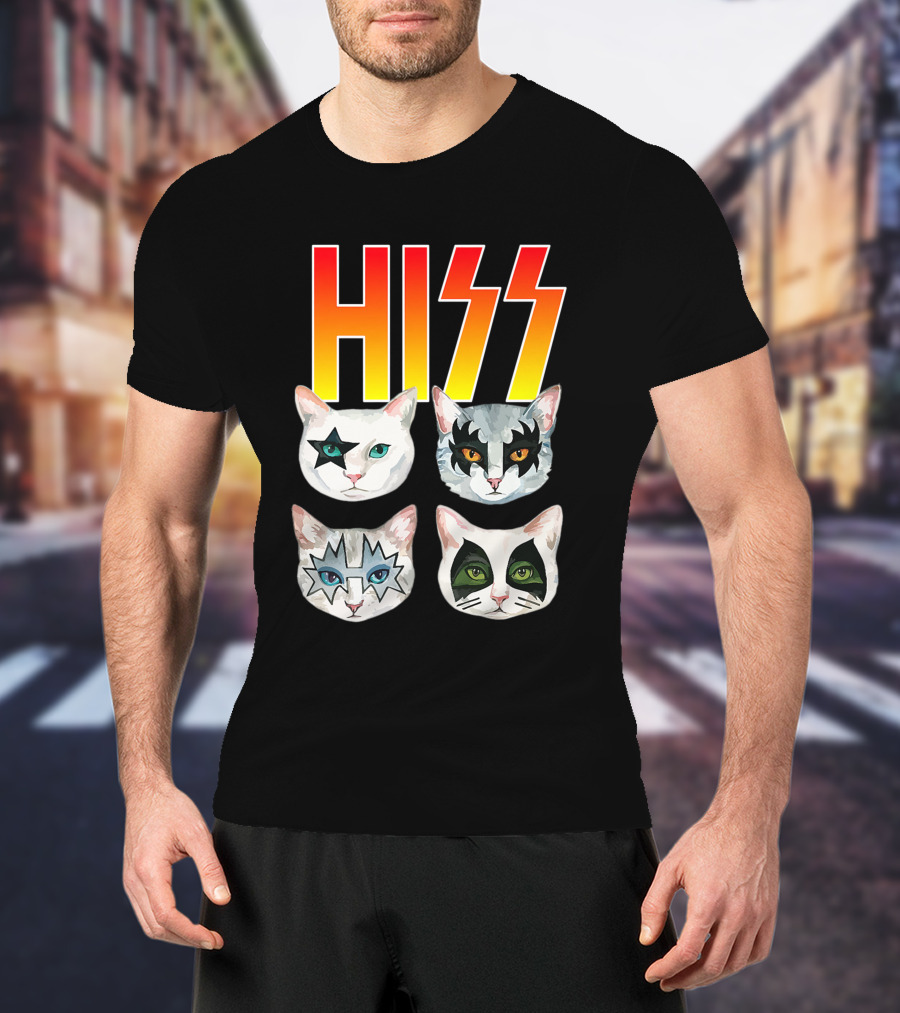 Hiss Cat Cats In Iconic Makeup For Funny Cat Lover T-Shirt