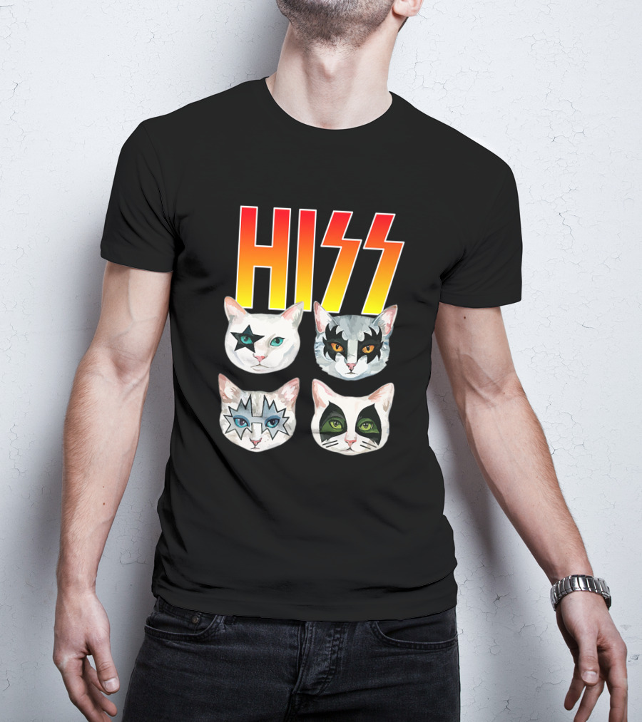 Hiss Cat Cats In Iconic Makeup For Funny Cat Lover T-Shirt