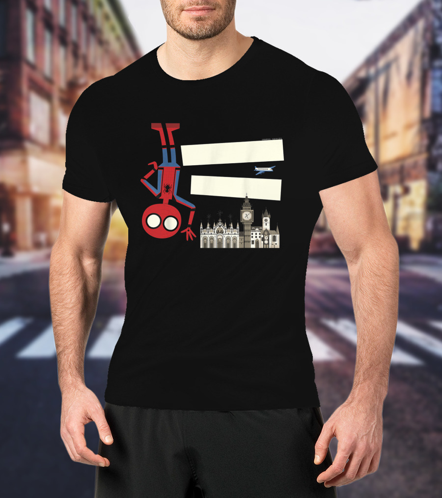 Marvel Spider-Man Far From Home Upside-Down London Big Ben Airplane T-Shirt