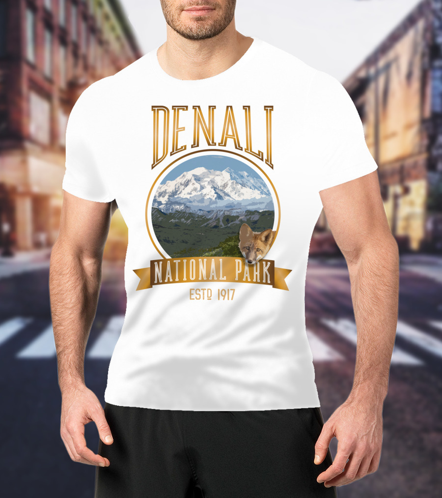 Denali National Park Estd 1917 With Mt. McKinley And Fox T-Shirt