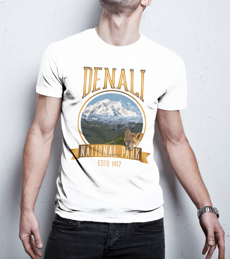 Denali National Park Estd 1917 With Mt. McKinley And Fox T-Shirt