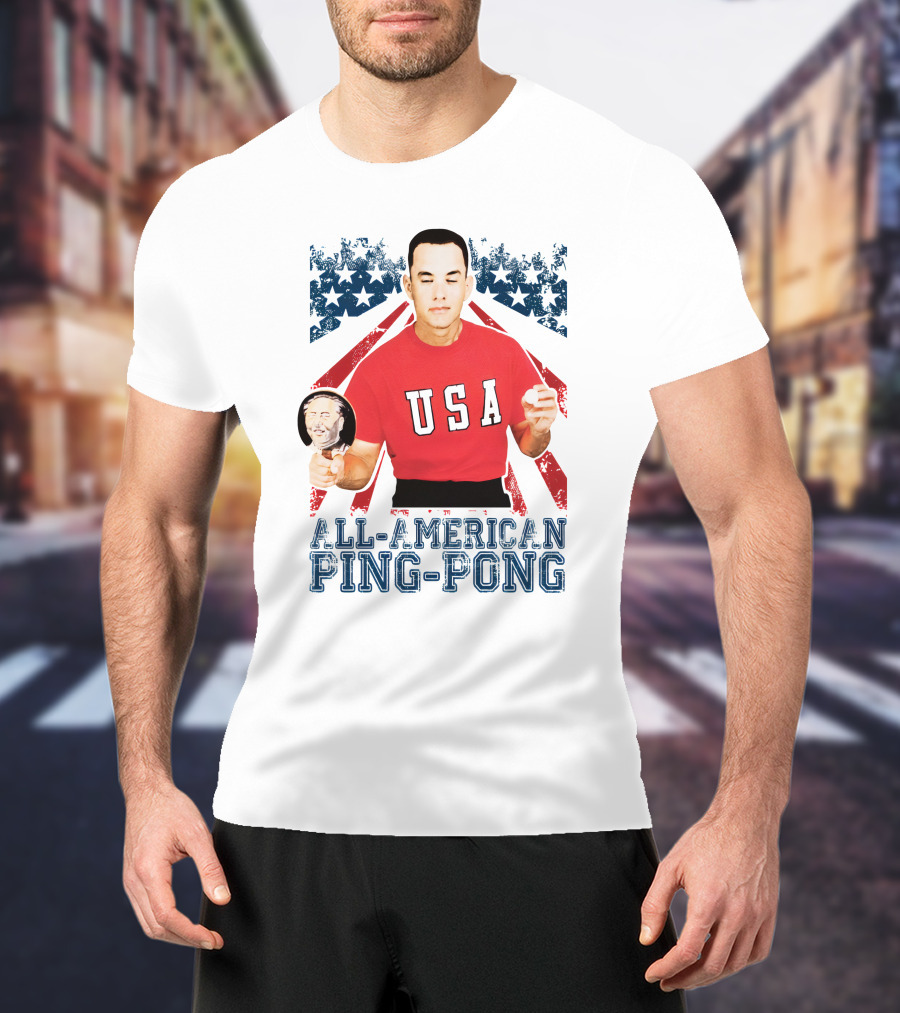 USA All-American Ping Pong Forrest Gump T-Shirt