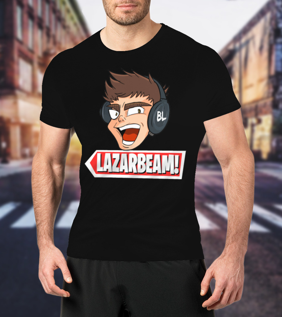 Lazarbeam Gingy Headphones Cartoon Face BL Logo Youtuber Merch T-Shirt