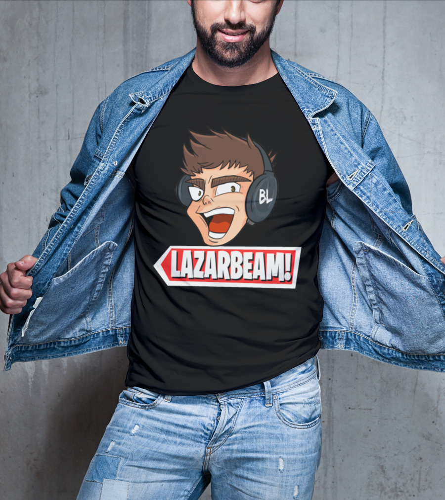 Lazarbeam Gingy Headphones Cartoon Face BL Logo Youtuber Merch T-Shirt