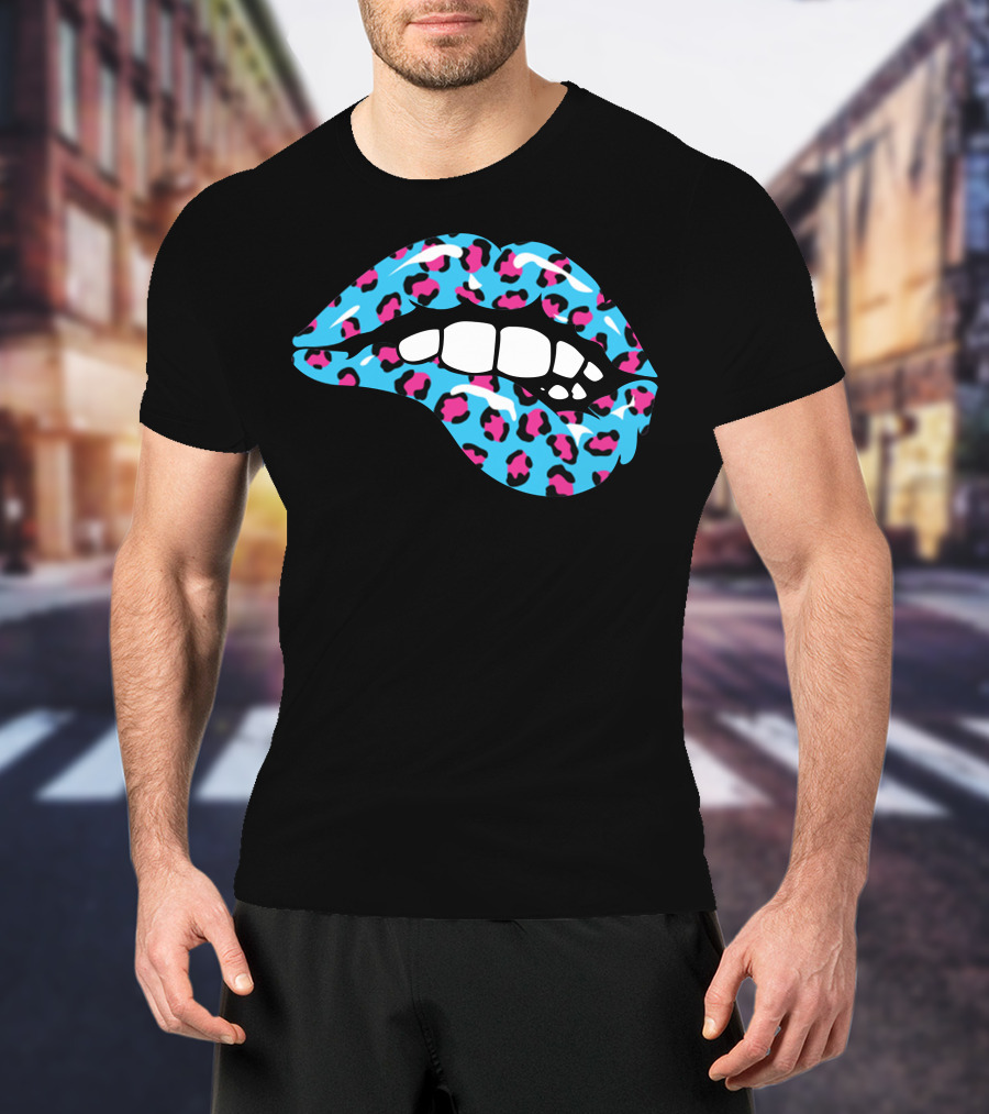 Stay Wild Ben Azelart Blue Leopard Lips T-Shirt