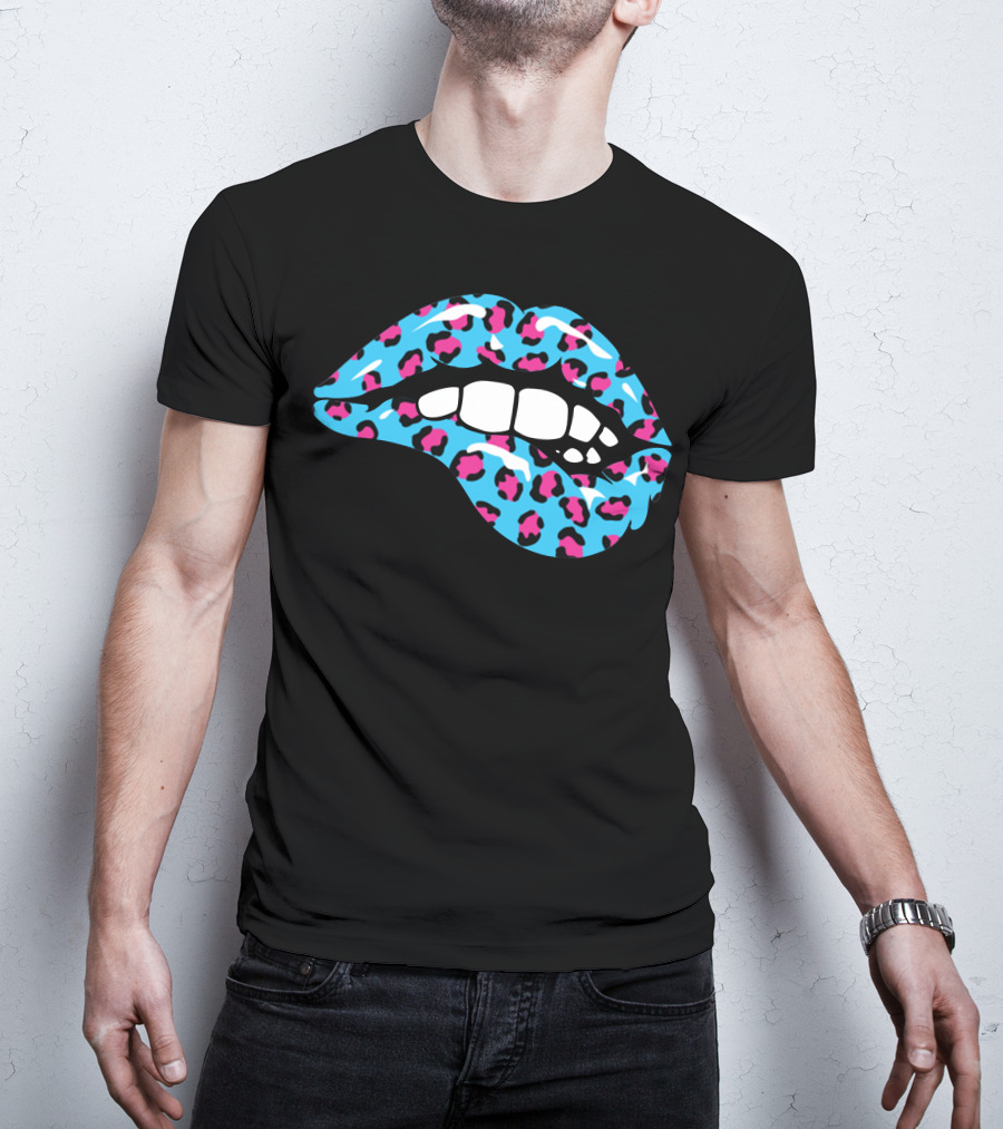 Stay Wild Ben Azelart Blue Leopard Lips T-Shirt