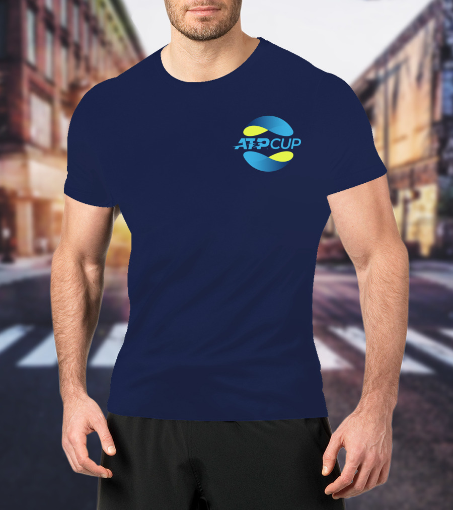 ATP Cup Merchandise Official Logo Blue Yellow T-Shirt
