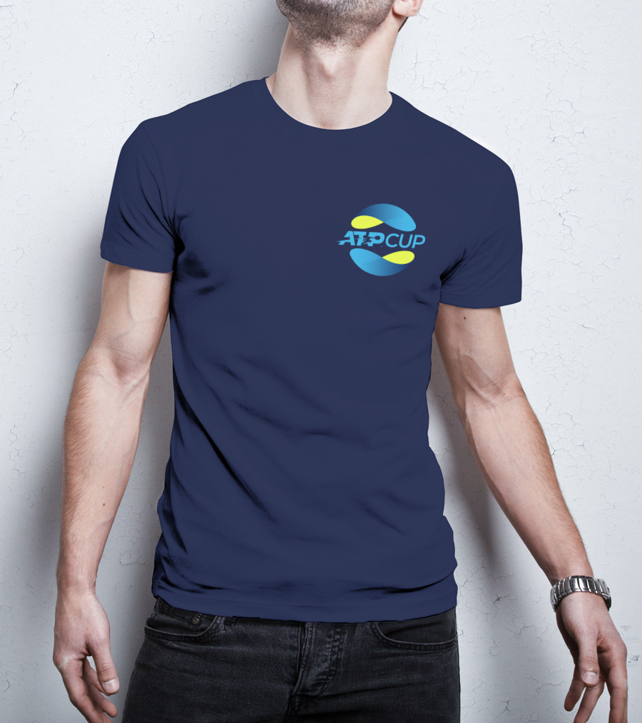 ATP Cup Merchandise Official Logo Blue Yellow T-Shirt