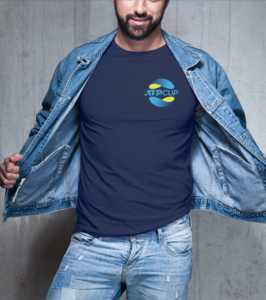 ATP Cup Merchandise Official Logo Blue Yellow T-Shirt
