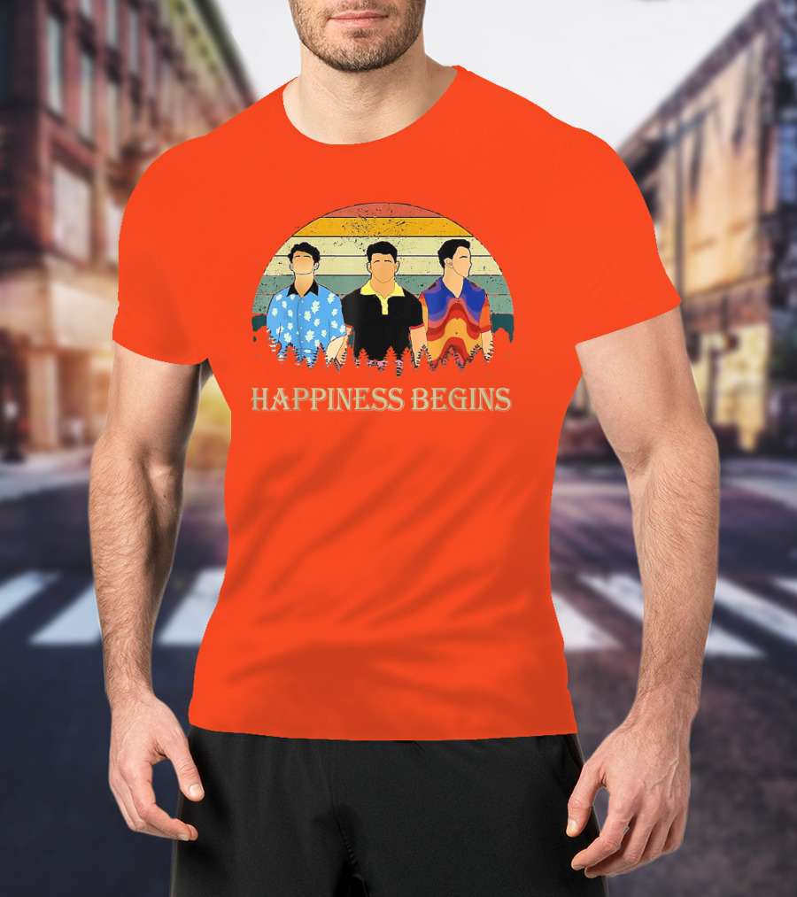 Retro Vintage Jonas Cool Brothers Happiness Begins Tour T-Shirt