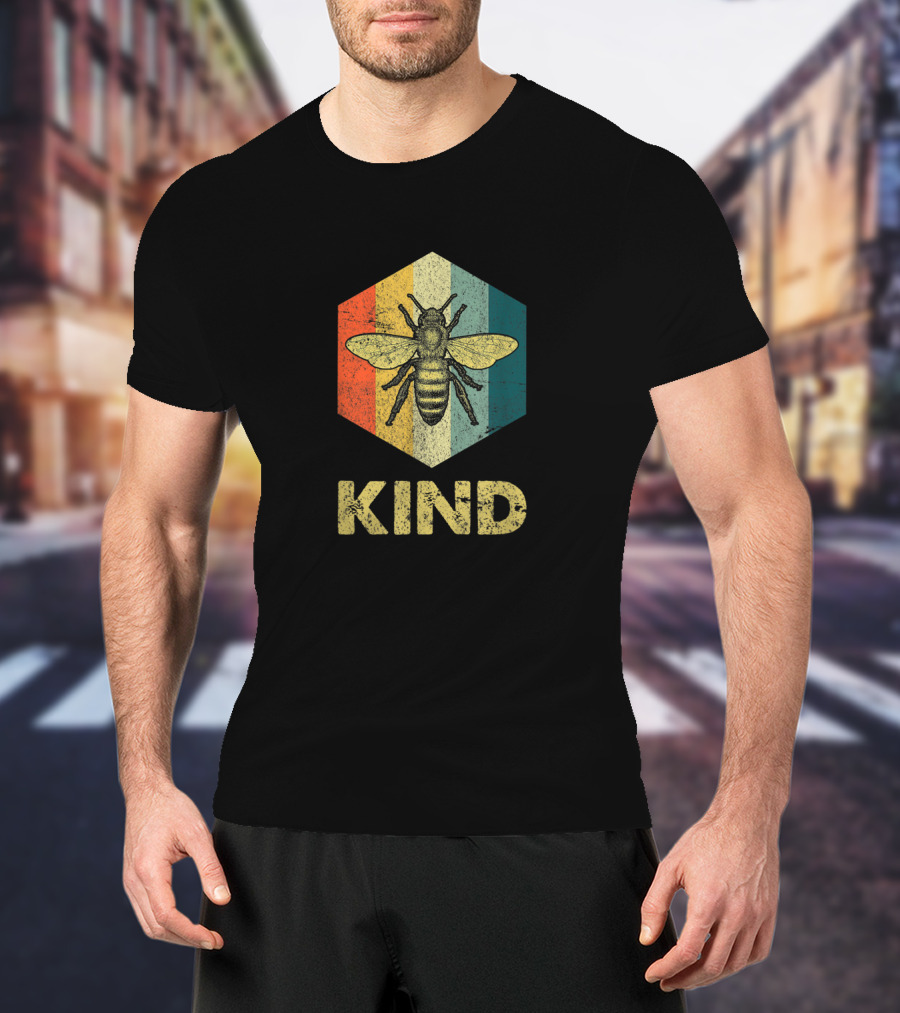 Bee Kind Hexagon Retro Kindness T-Shirt