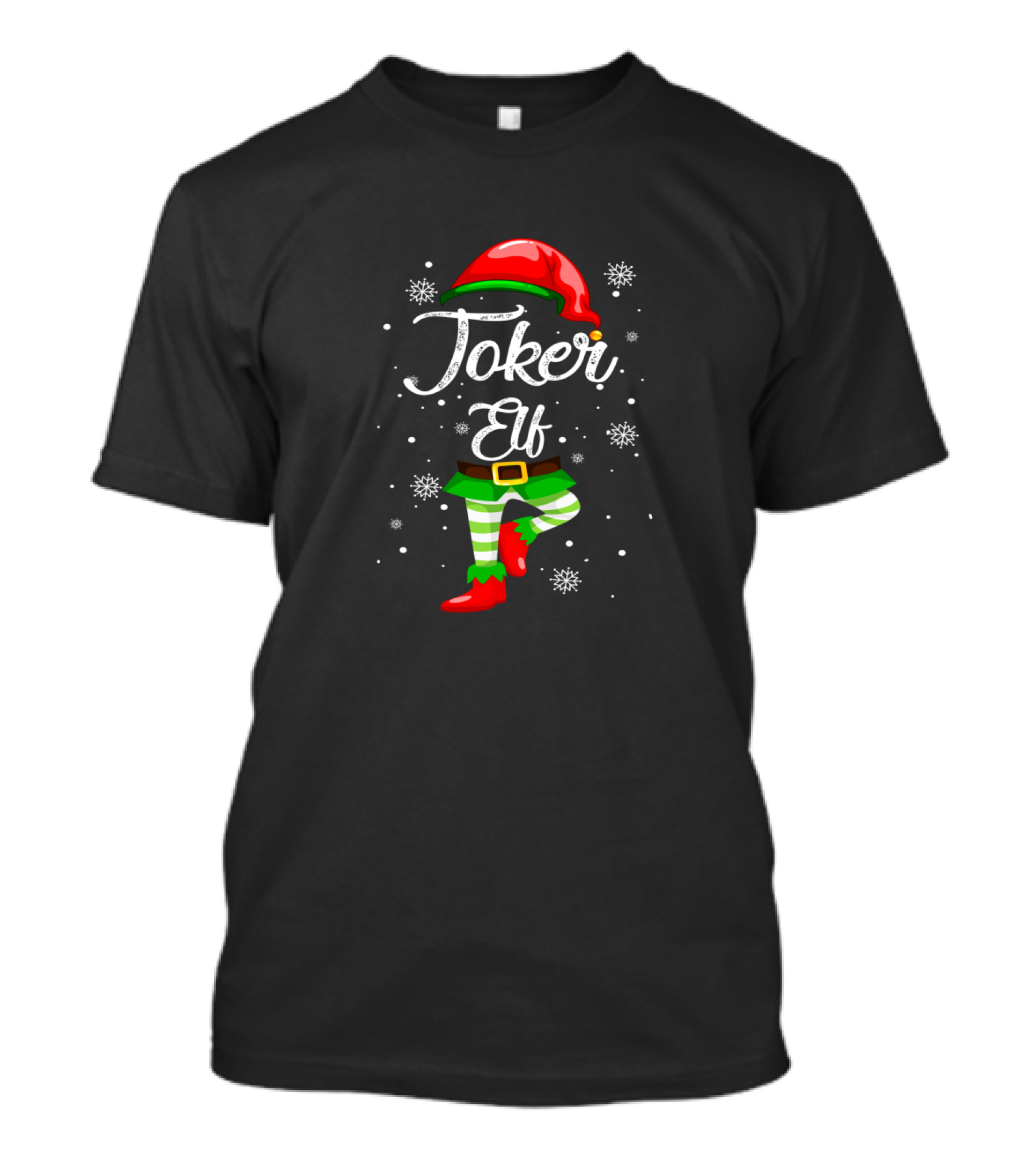 Joker Elf Funny Christmas Costume Elves Snowflakes T-Shirt