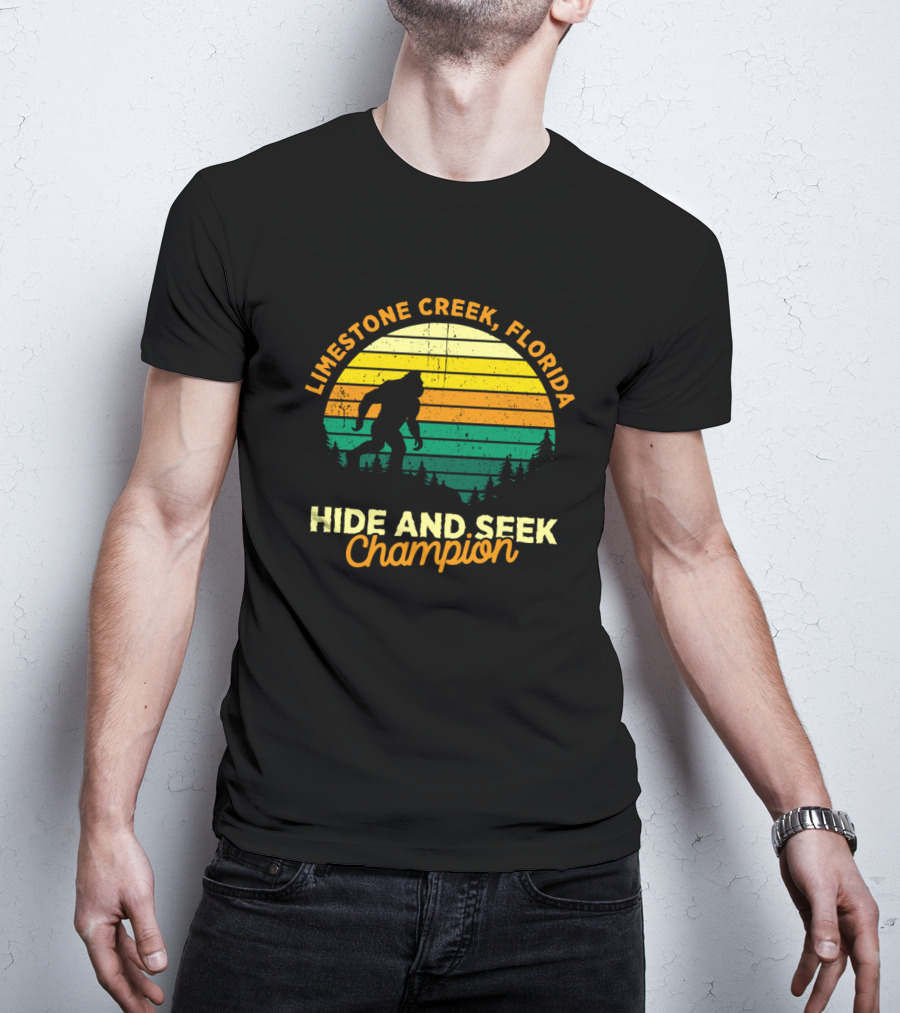 Limestone Creek Florida Hide And Seek Champion Retro Bigfoot T-Shirt