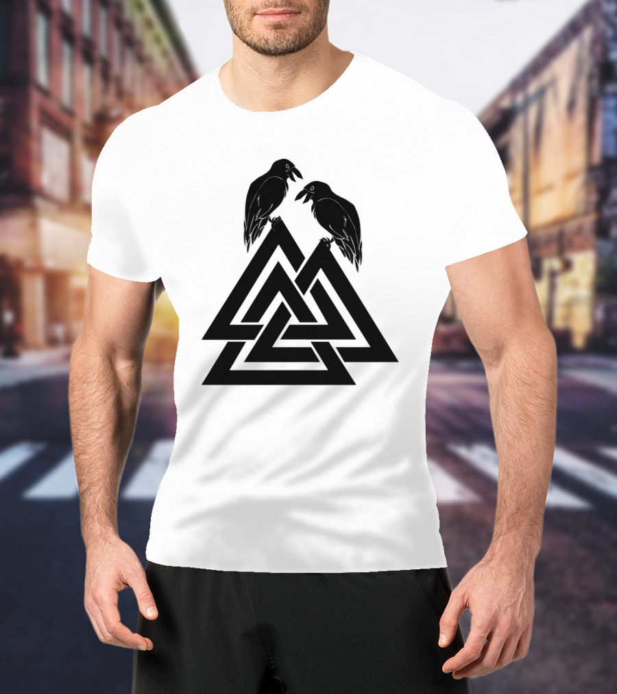 Valknut Odin Raven Viking Symbol Norse Mythology T-Shirt