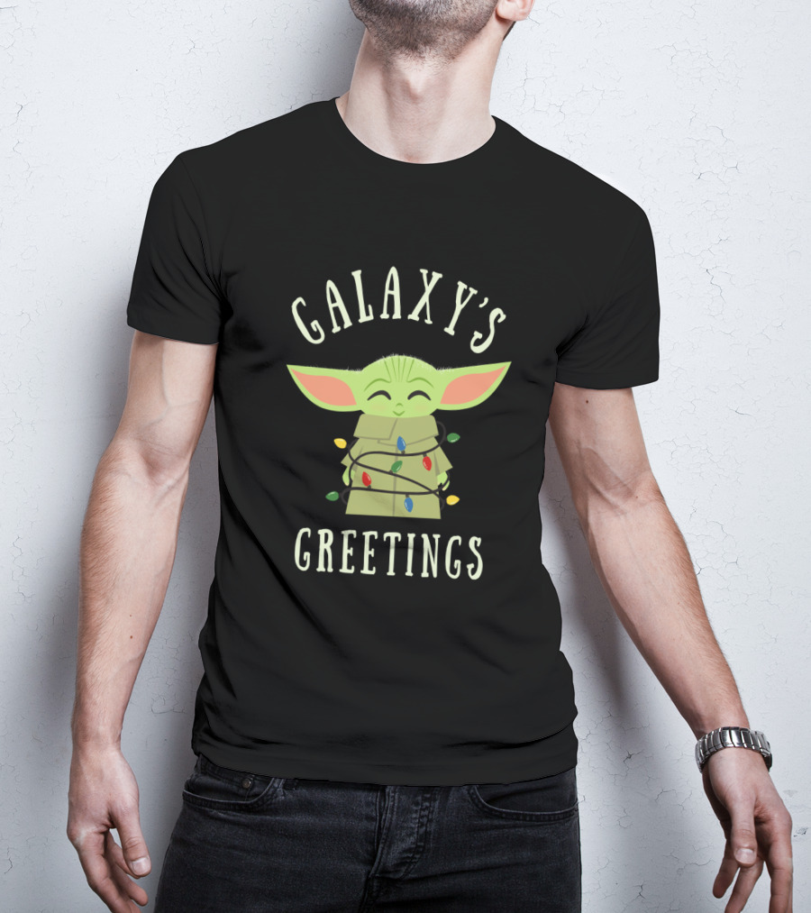 Galaxy's Greetings The Mandalorian The Child Wrapped In Lights T-Shirt
