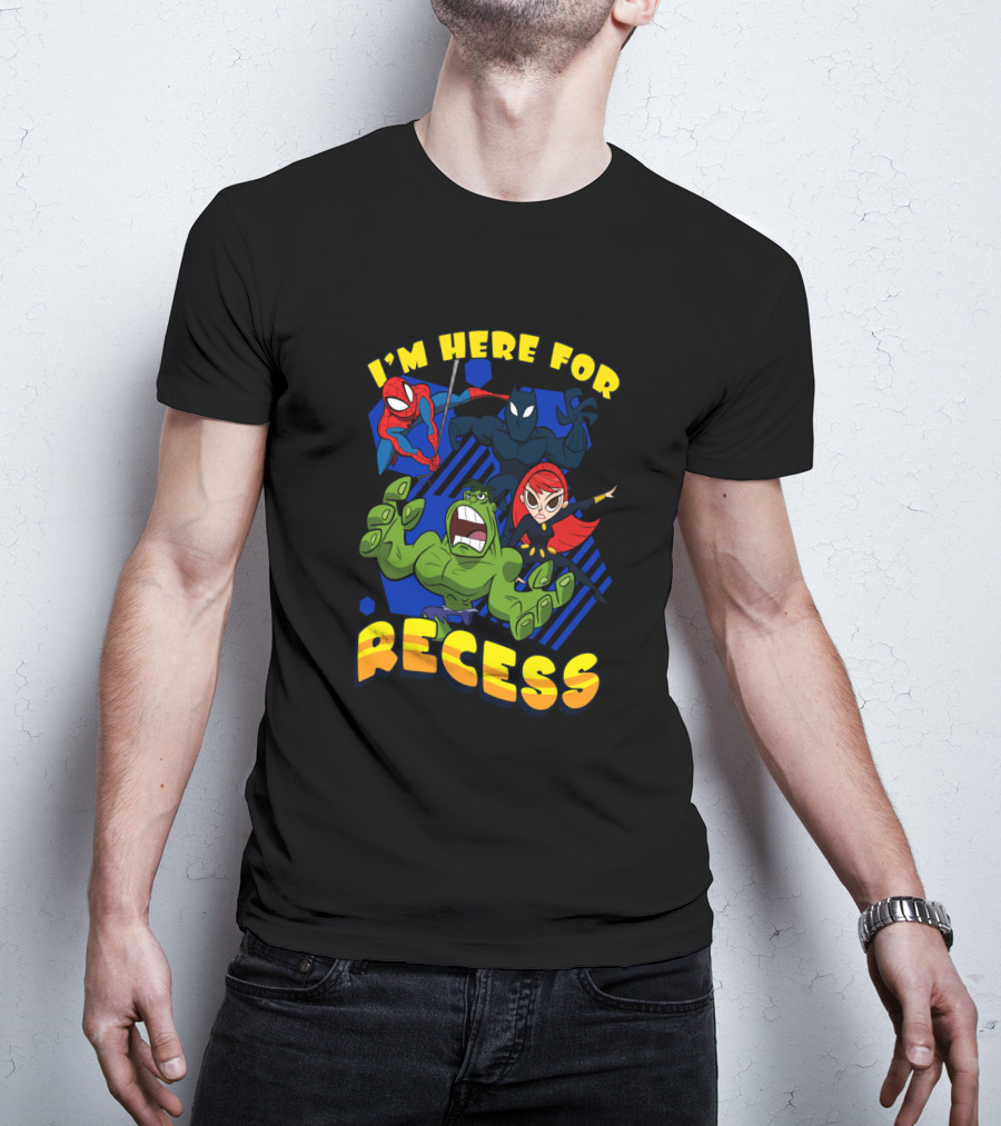 Marvel Avengers I'm Here For Recess Spiderman Black Widow Hulk T-Shirt