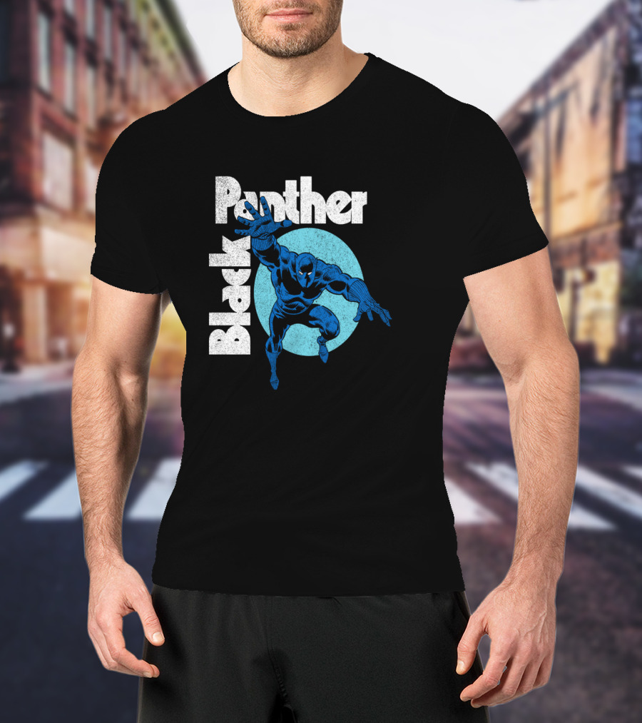 Marvel Black Panther Blue Heroic Pose Circle T-Shirt