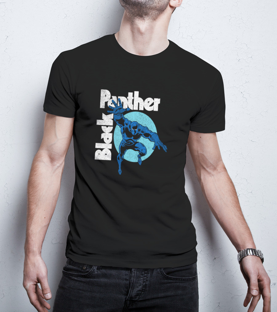 Marvel Black Panther Blue Heroic Pose Circle T-Shirt