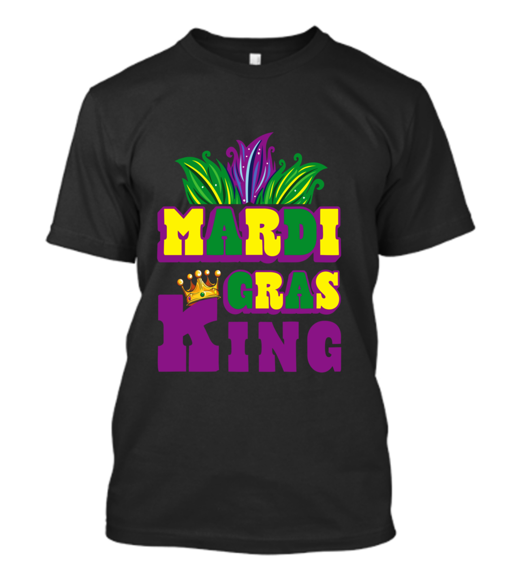Mardi Gras King Crown With Beads Leaves And Colors T-Shirt