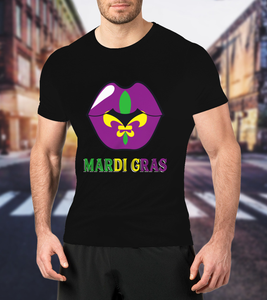 Mardi Gras Fleur De Lis Lips T-Shirt