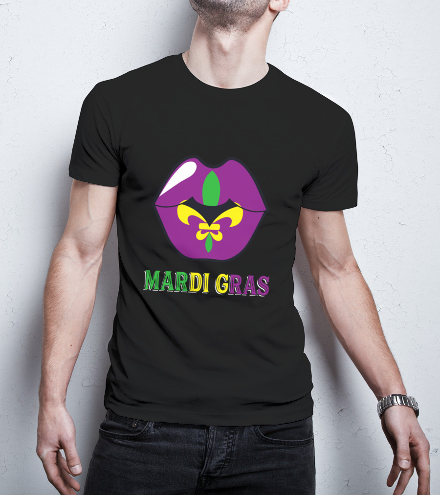 Mardi Gras Fleur De Lis Lips T-Shirt