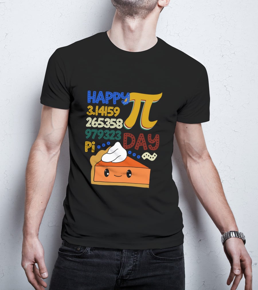 Happy Pi Day Kawaii Pumpkin Pie 3.14159 Vintage Math T-Shirt