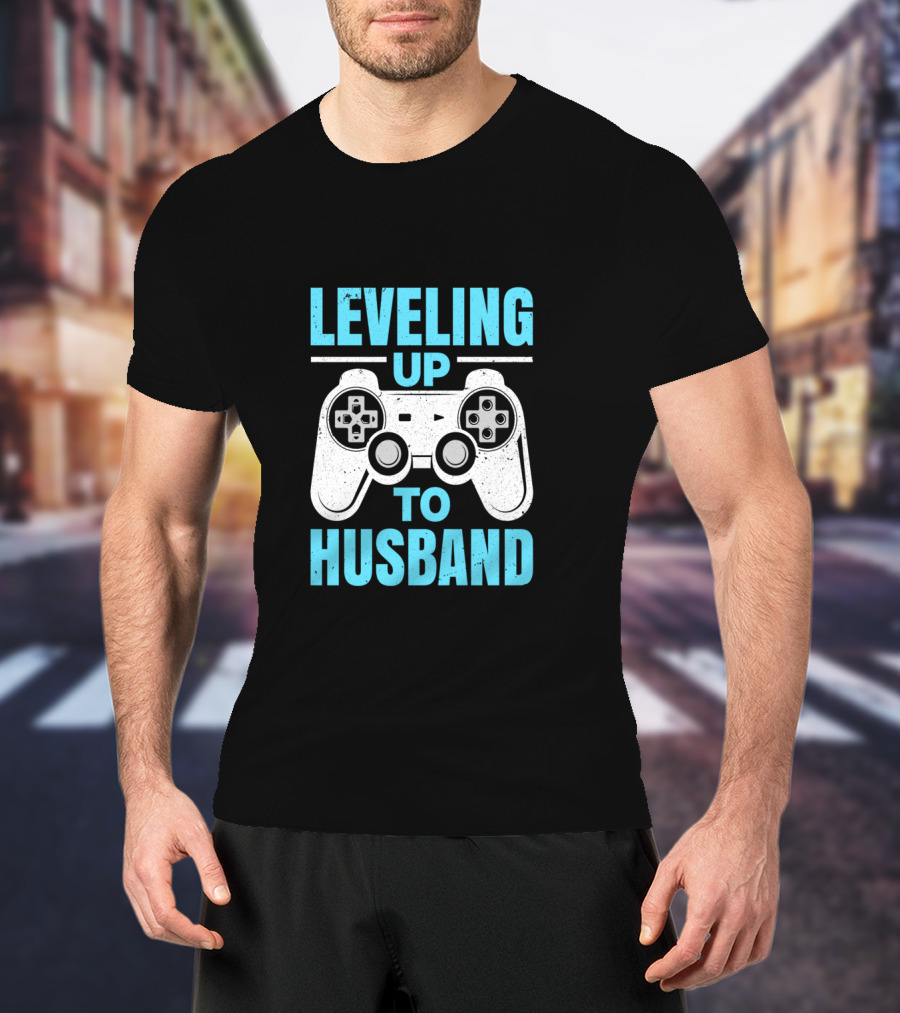 Leveling Up To Husband Funny Gamer Video Game Controller T-Shirt