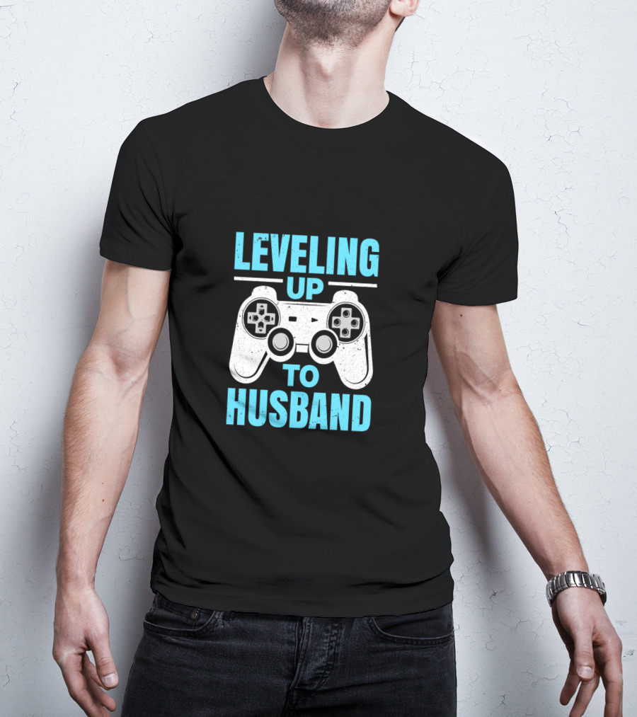 Leveling Up To Husband Funny Gamer Video Game Controller T-Shirt