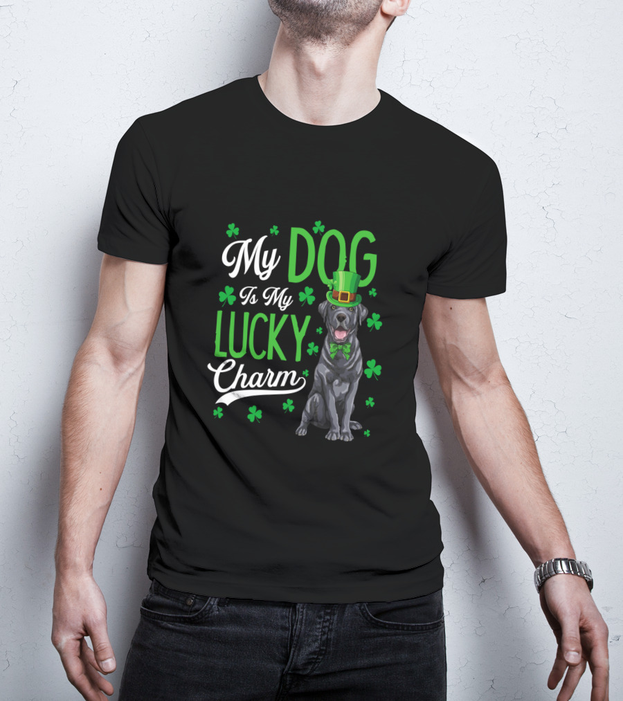 My Dog Is My Lucky Charm With Shamrocks St. Patrick's Day T-Shirt